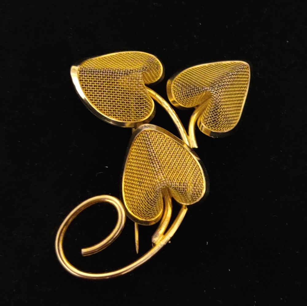 Vintage Bond Boyd Sterling Silver Mesh Leaf Brooch